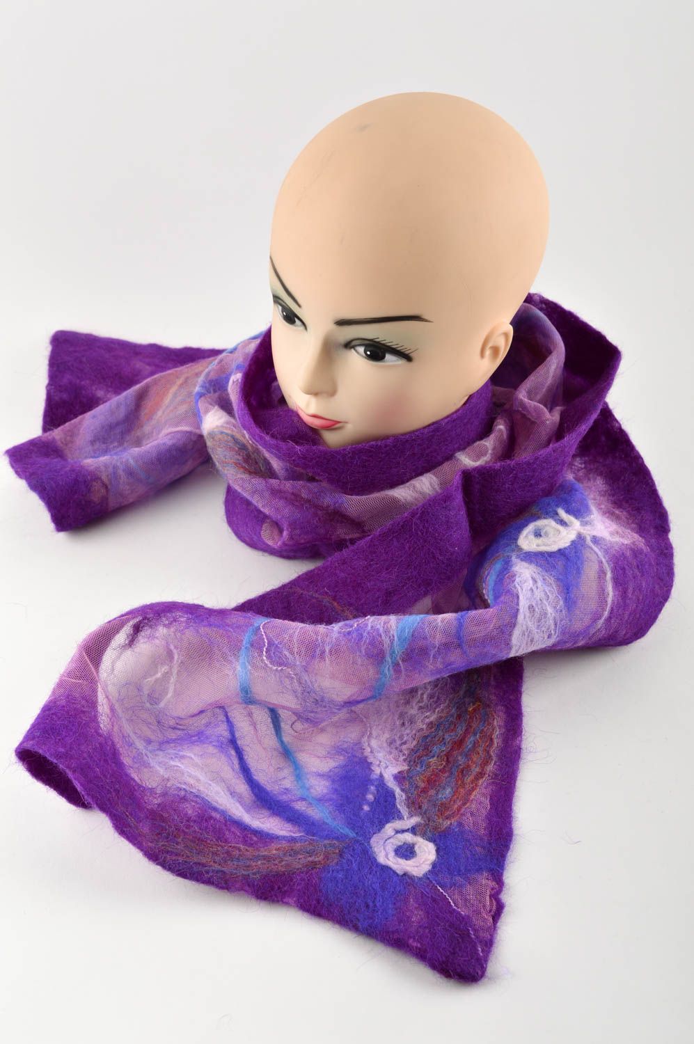 Валяный шарф женский аксессуар ручной работы шарф из шерсти теплый шарф модный фото 2