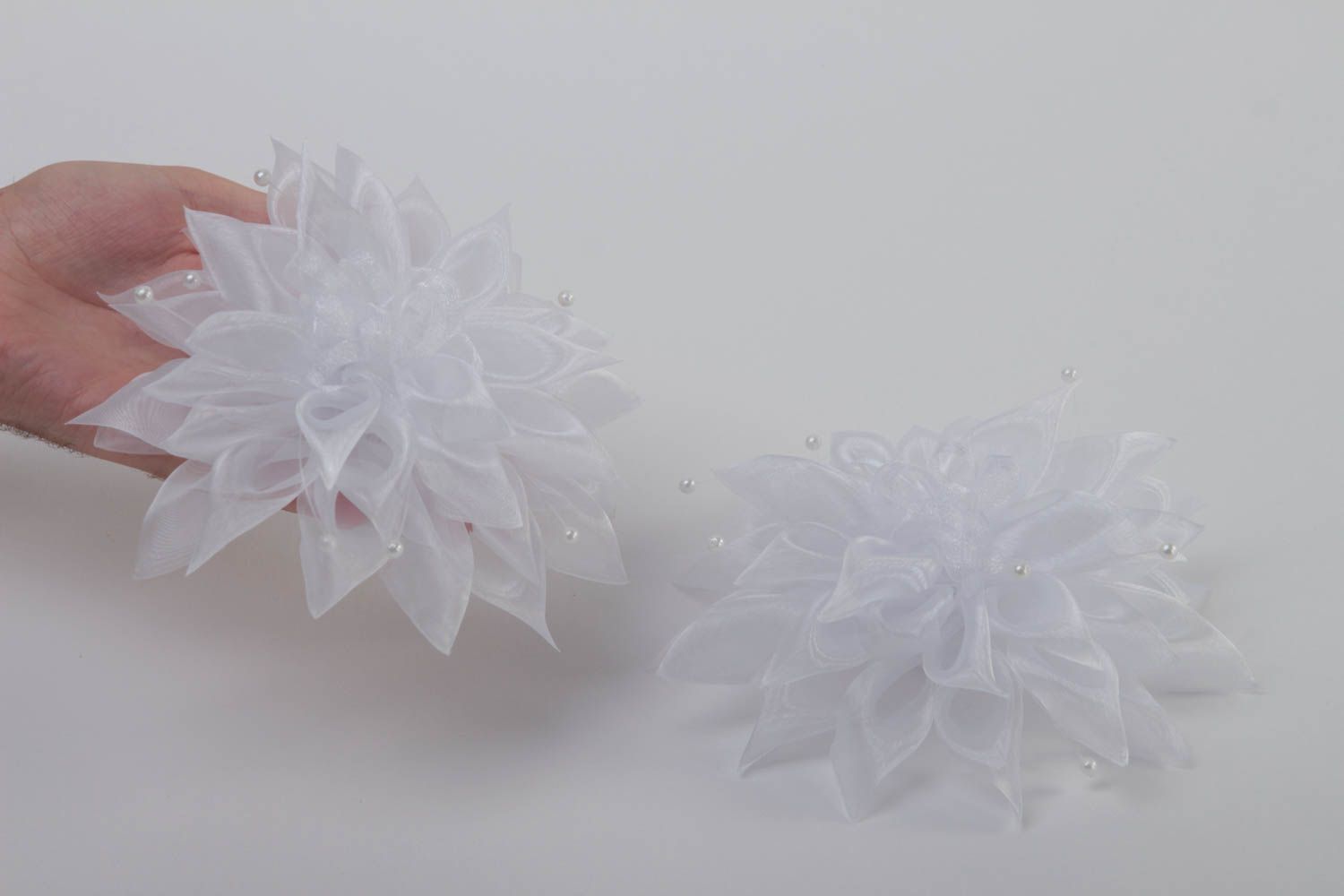 Handmade hair accessories set of 2 hair ties flowers for hair gifts for kids photo 5