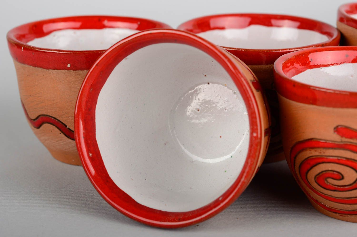 Handmade unusual ceramic cups stylish cups made of clay designer ware photo 2