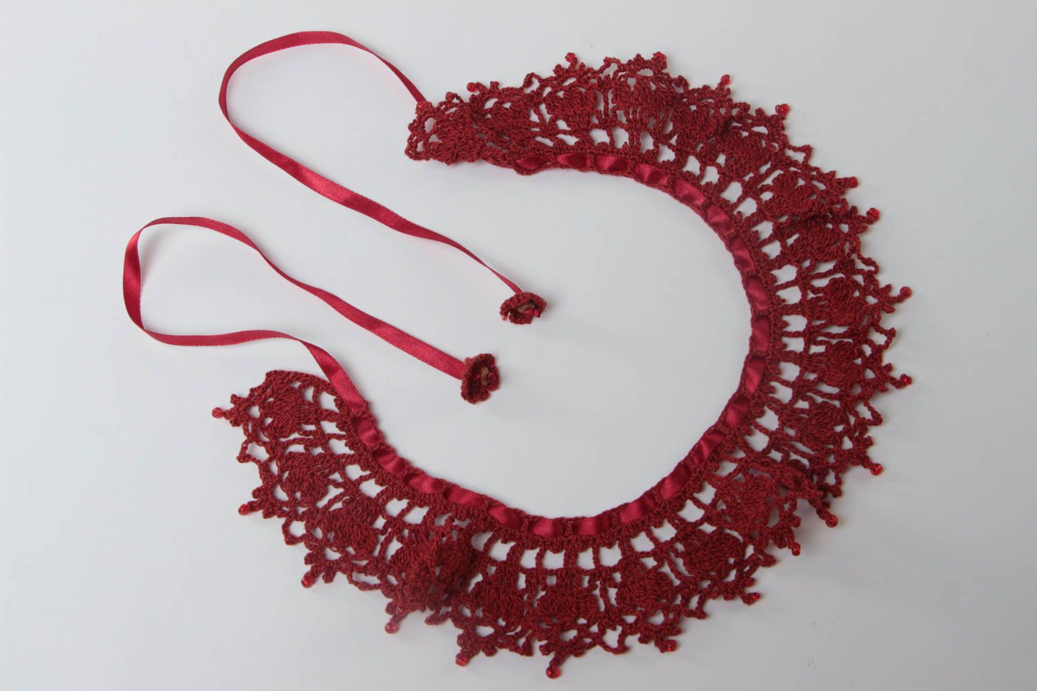 Unusual lovely neck collar handmade red accessories knitted stylish present photo 2