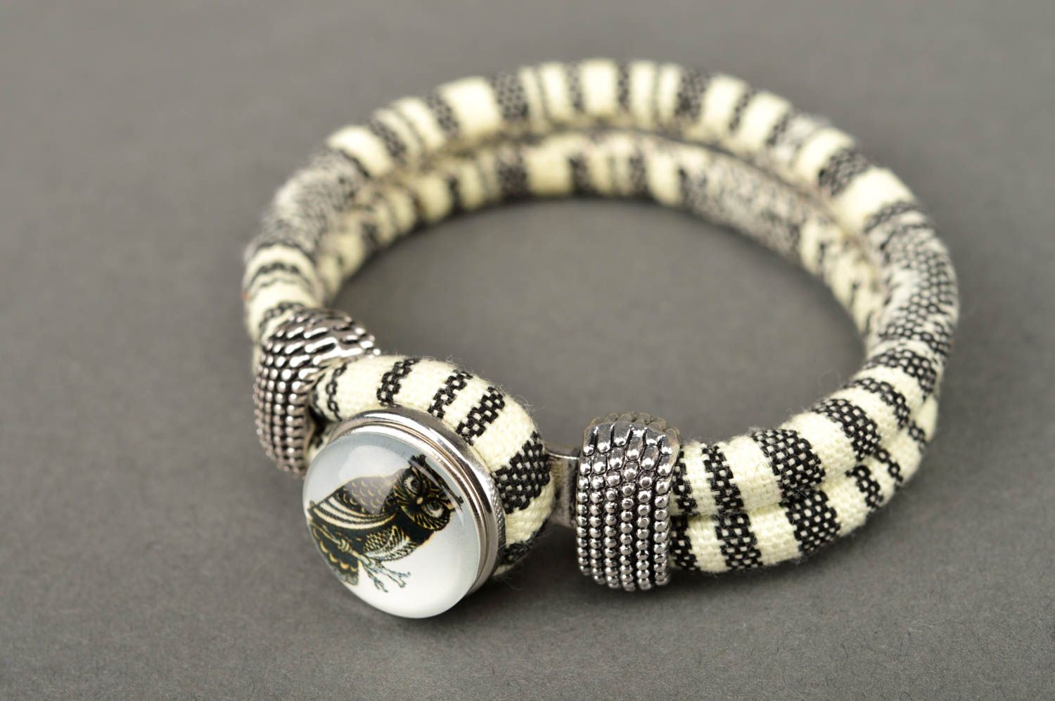 Textile bracelet handmade fabric accessory for women stylish jewelry for girls photo 2