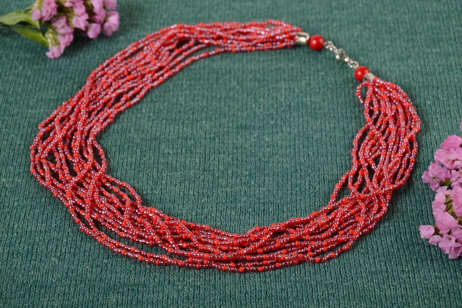 Handmade Mehrreihige Halskette Modeschmuck Collier Halskette für Frauen rot foto 1