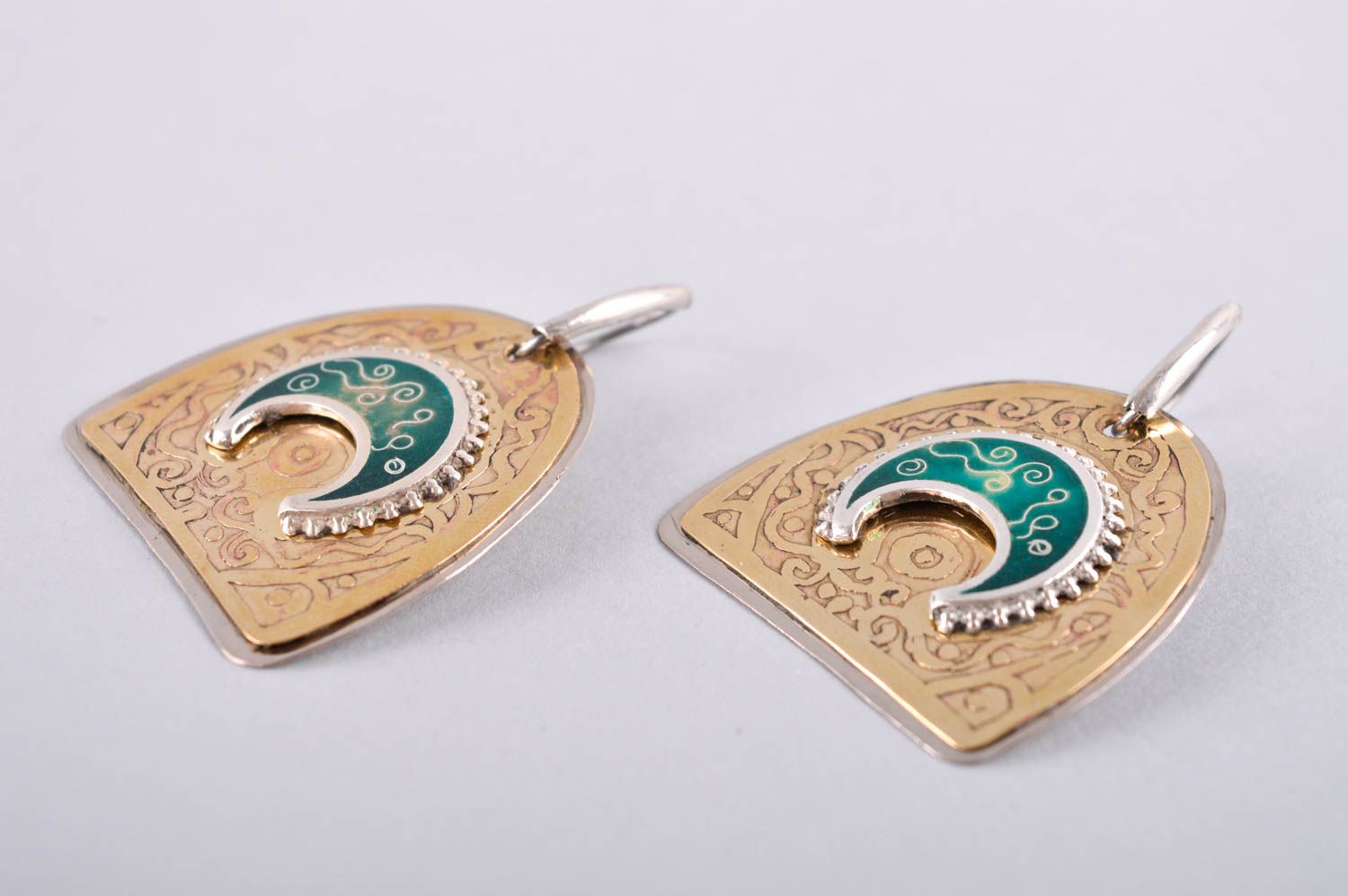 Handmade earrings unusual accessory gift ideas brass jewelry metal earrings photo 4