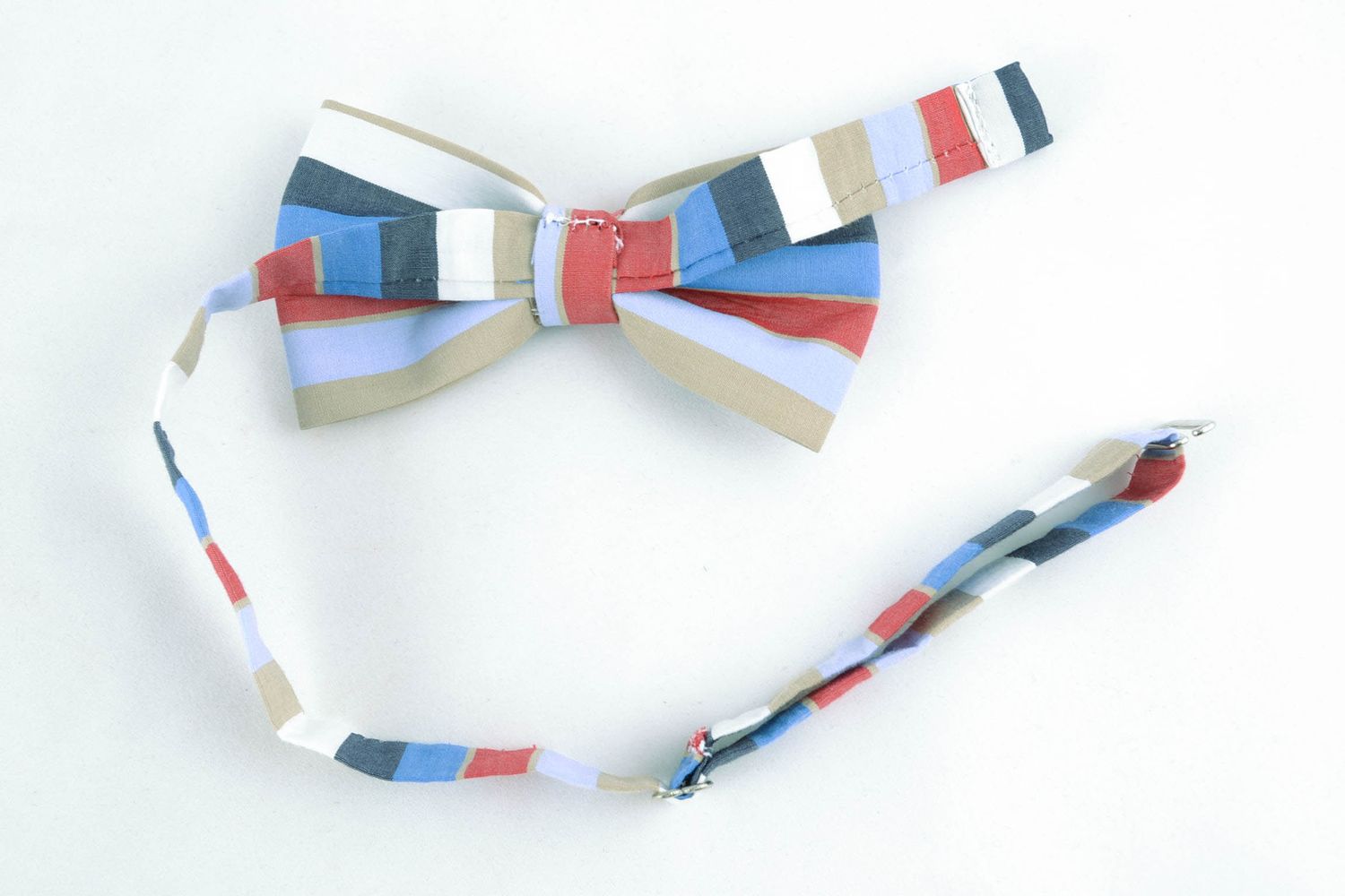 Striped cotton bow tie photo 4