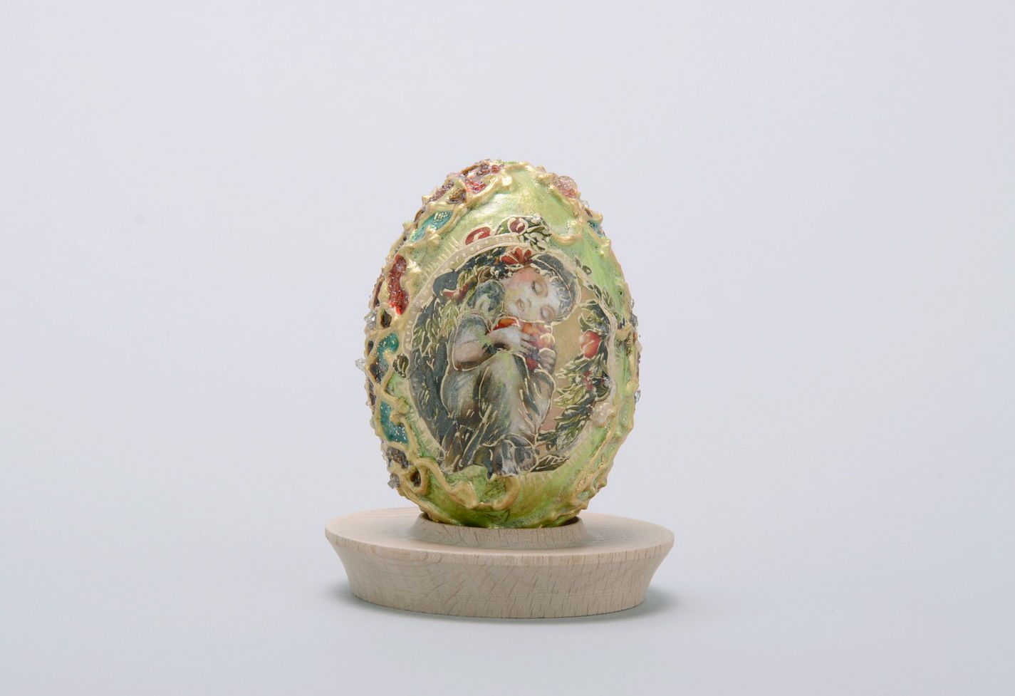 Uovo decorato fatto a mano decorazione pasquale originale uovo decorativo foto 2