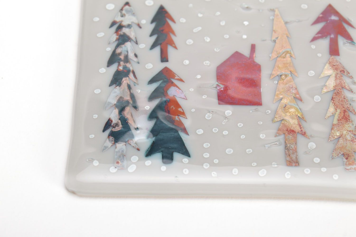 Cuadro artesanal de vidrio sin marco “Nieva” foto 2