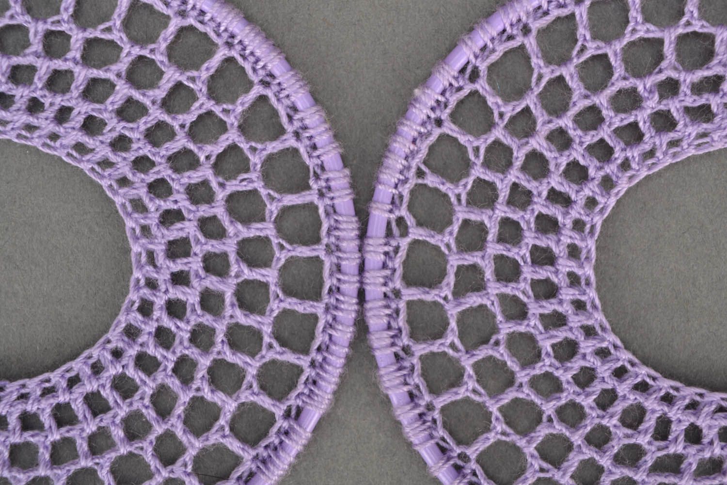 Фиолетовые серьги вязаные крючком фото 4