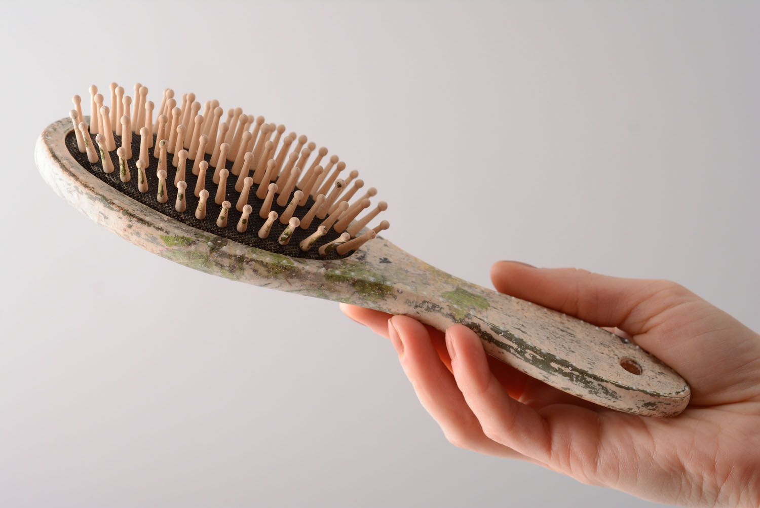 Holz Haarbürste mit Muster Zwei Meisen foto 5