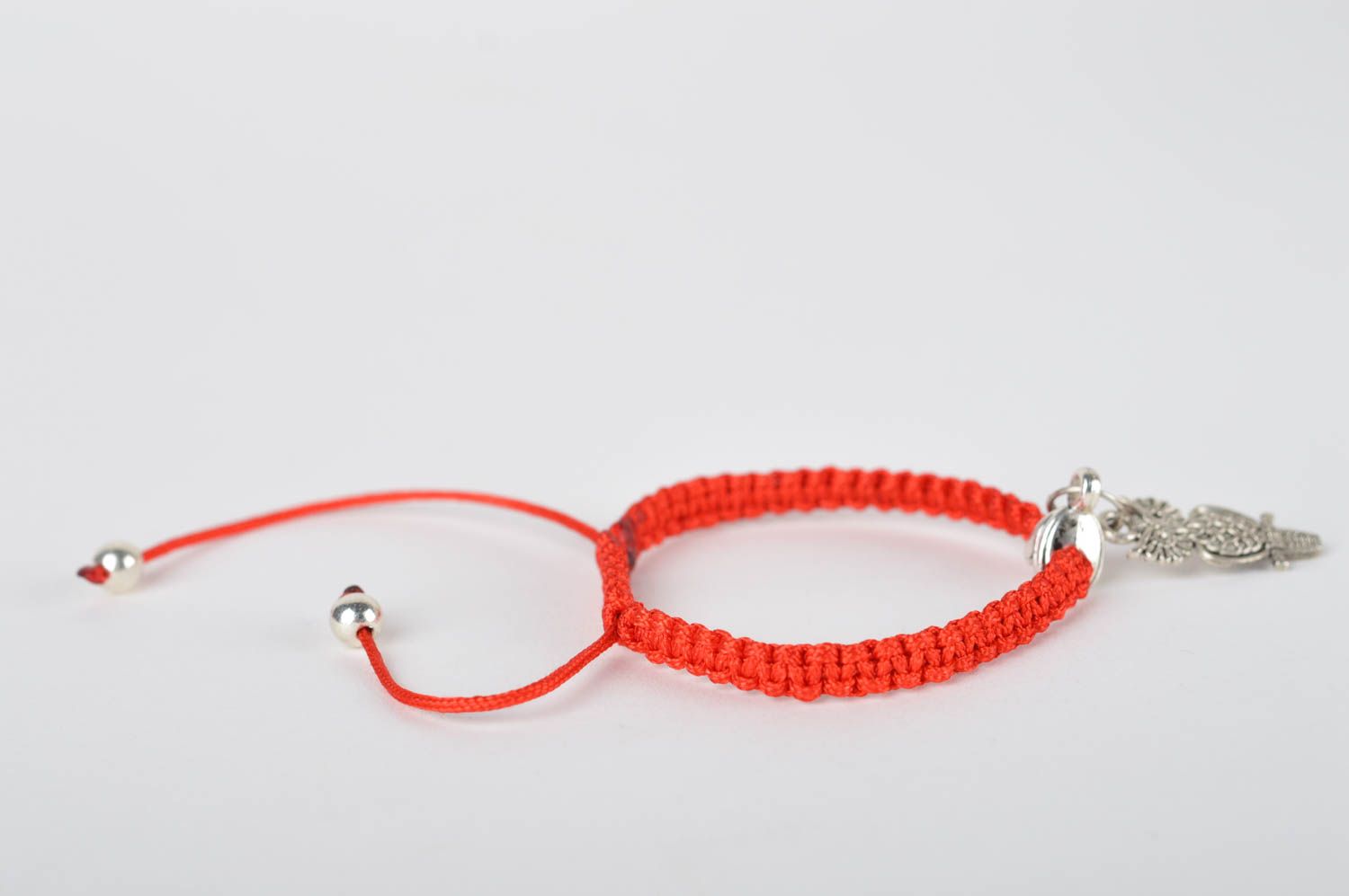 Красный браслет ручной работы браслет с подвеской совой модная бижутерия фото 3