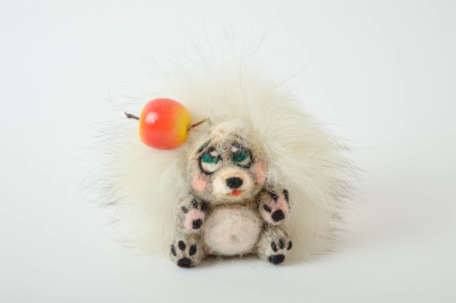 Игрушка из шерсти ручной работы валяная игрушка ежик с яблоком мягкая игрушка фото 2