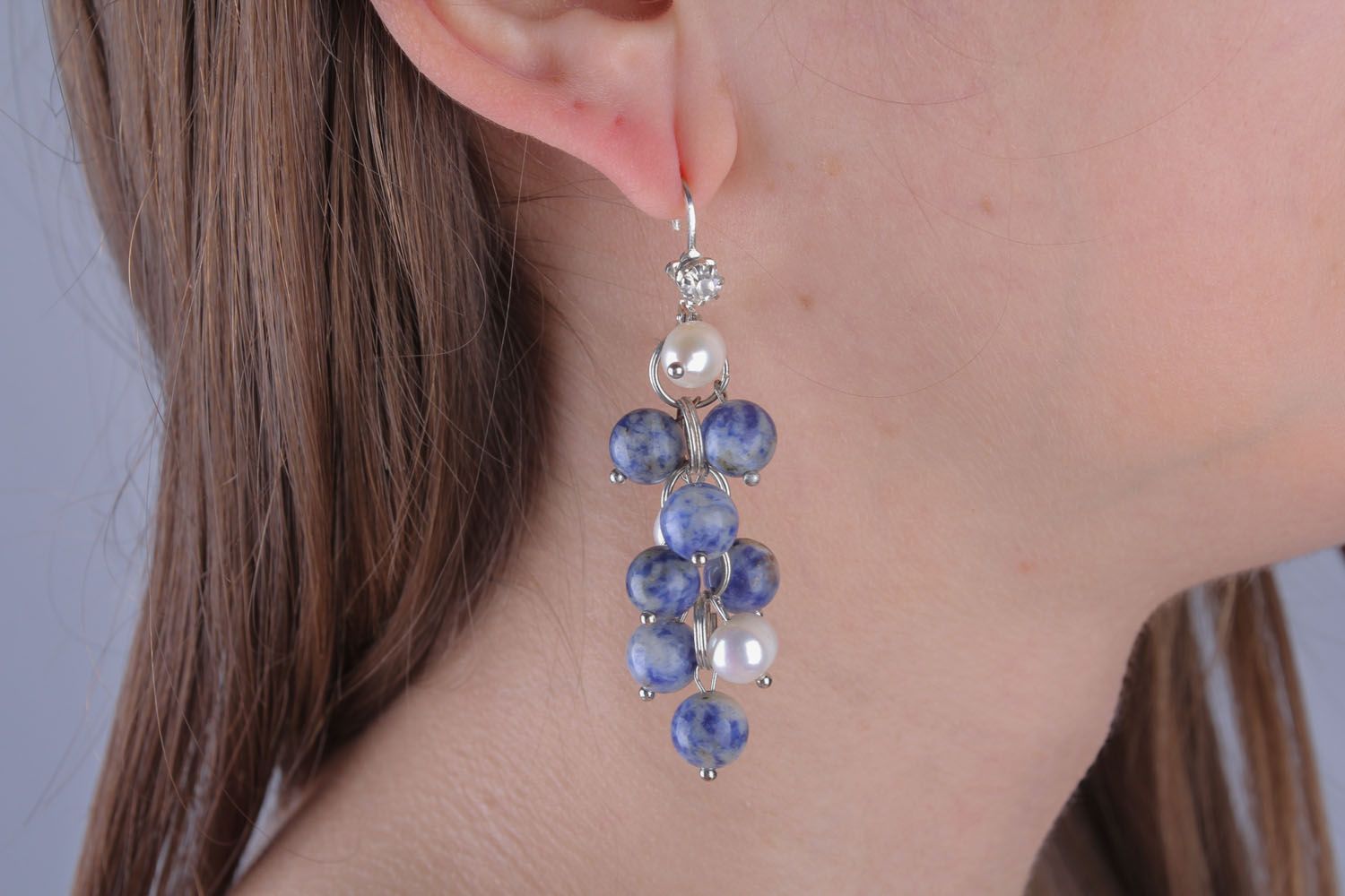 Earrings with natural stone charms photo 4