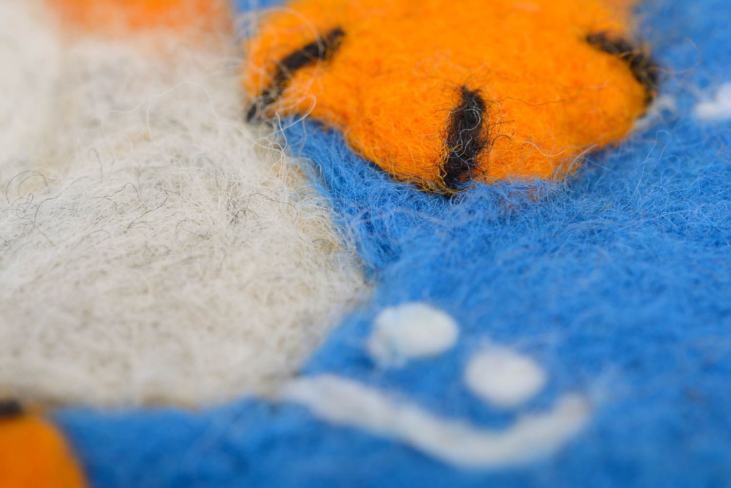 Handmade funny soft toy fridge magnet felted of natural wool orange cat photo 4