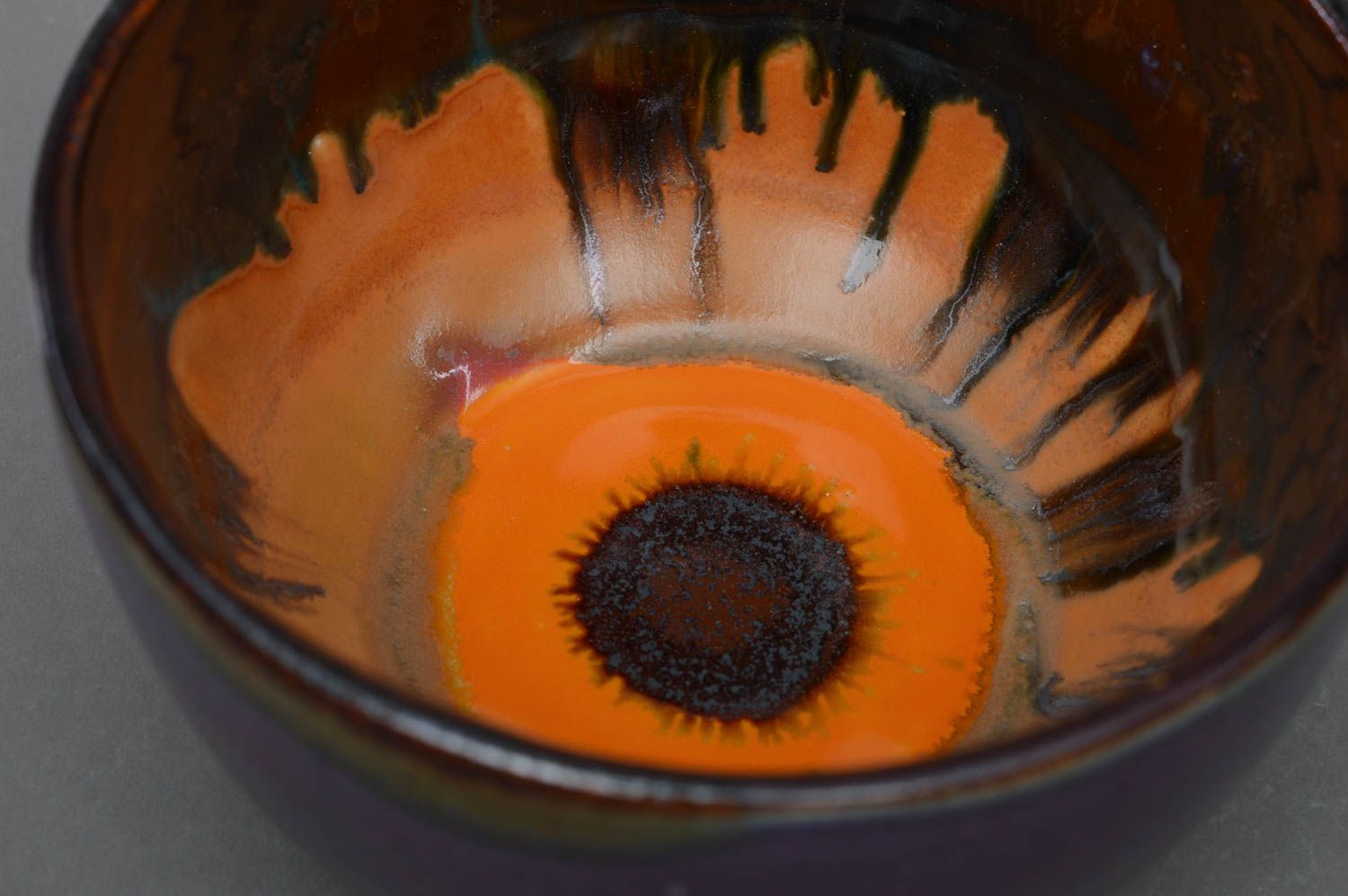 Joli bol porcelaine avec peinture à glaçure fait main vaisselle multicolore photo 2