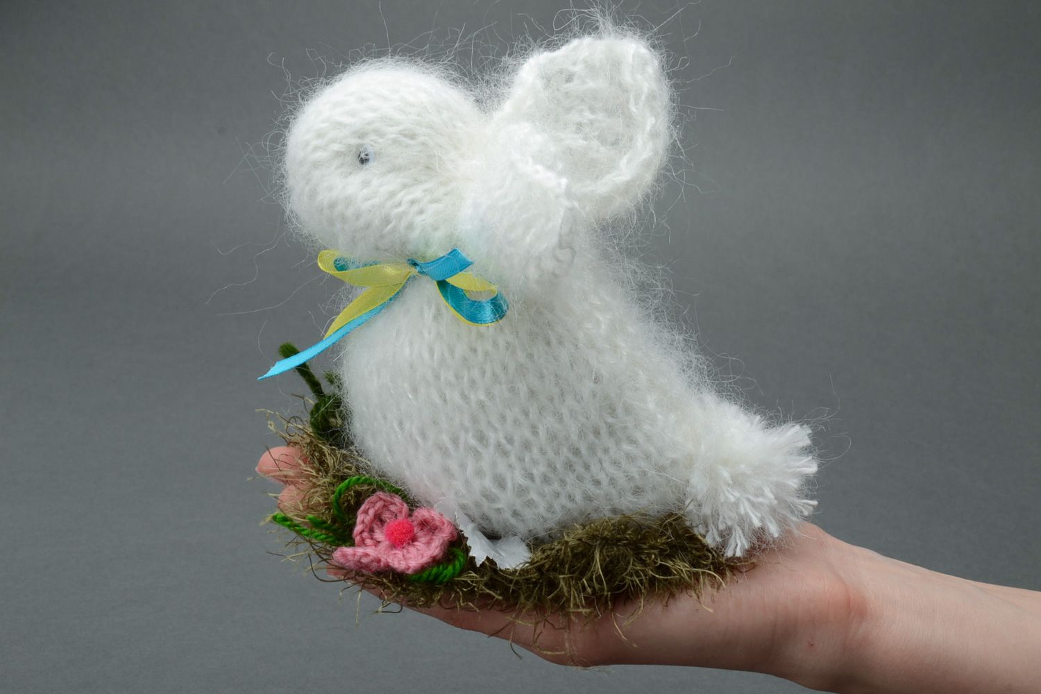 Soft crochet angora and mohair toy rabbit photo 5