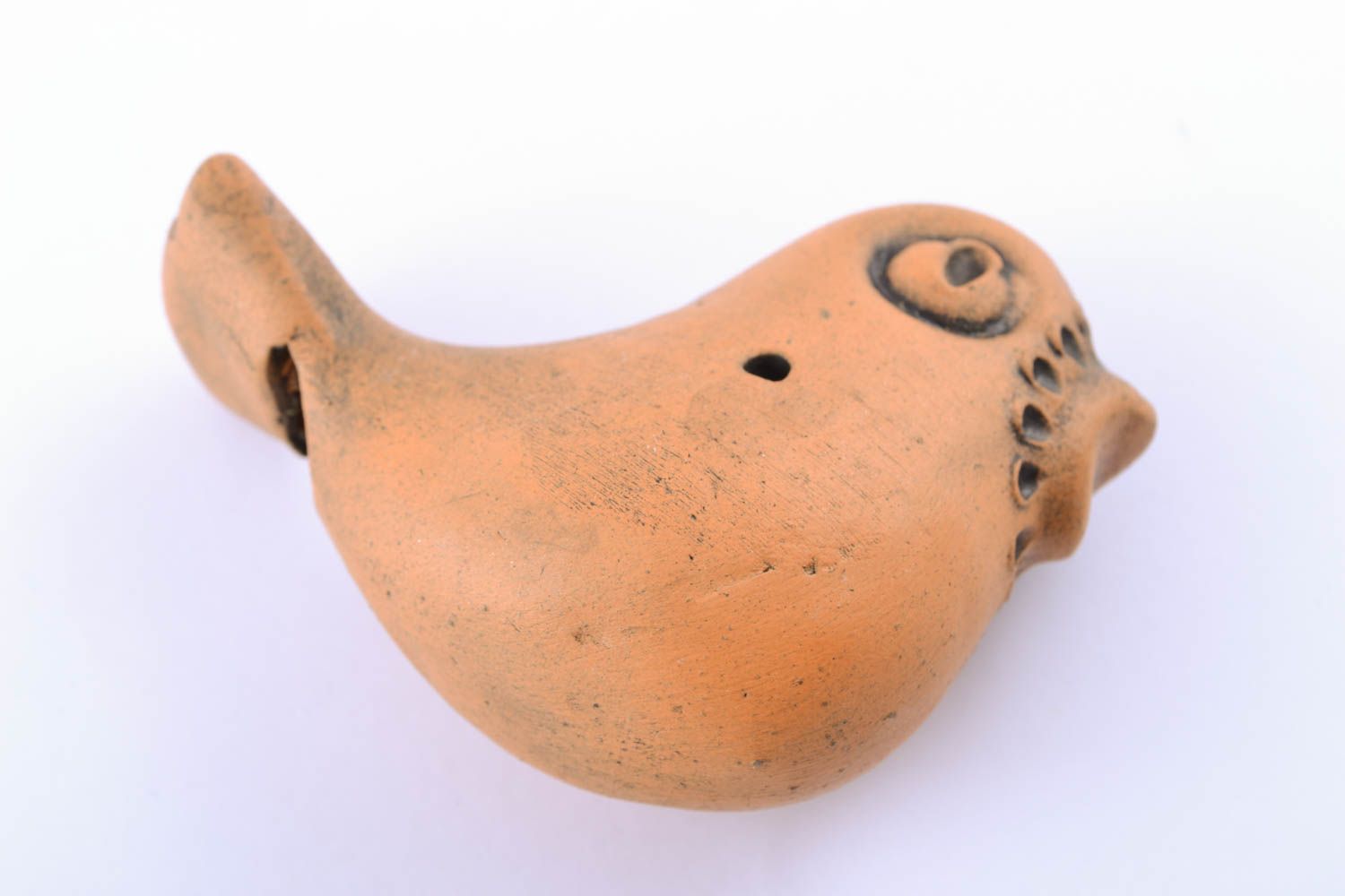 Глиняная свистулька игрушка в виде птички фото 1