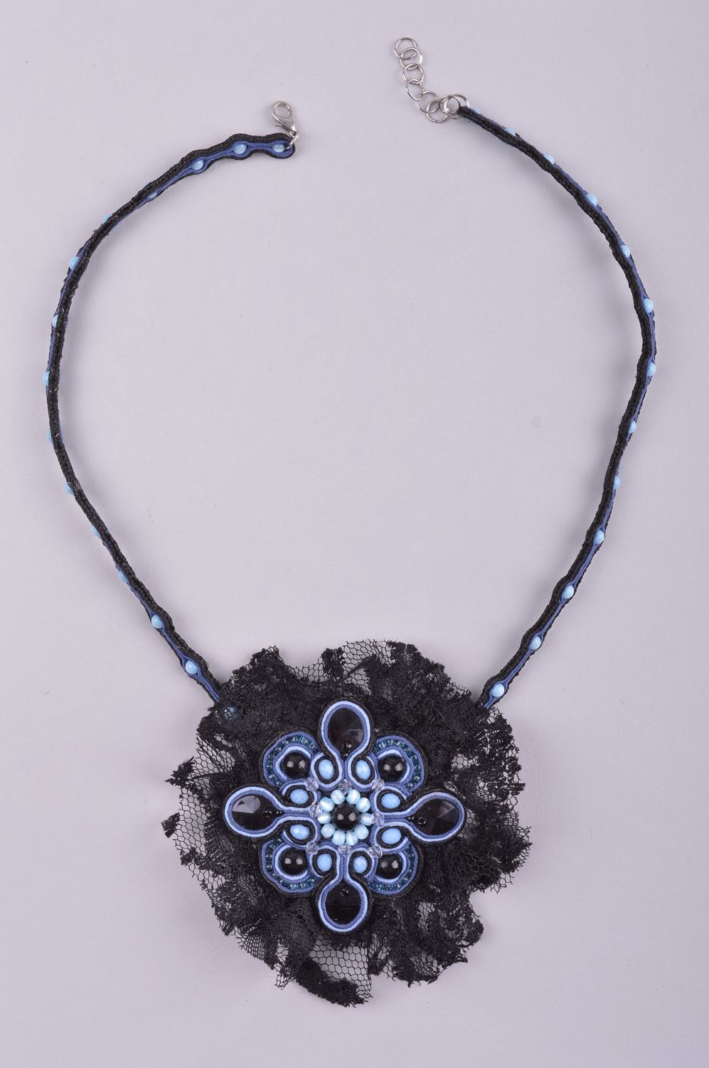 Handmade Soutache Schmuck dunkle Modeschmuck Halskette schöne Collier Halskette foto 5