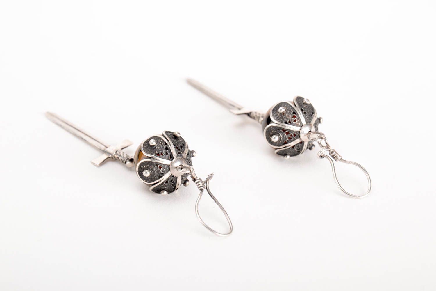 Handmade unique natural stones earrings silver jewelry stylish present for her photo 3
