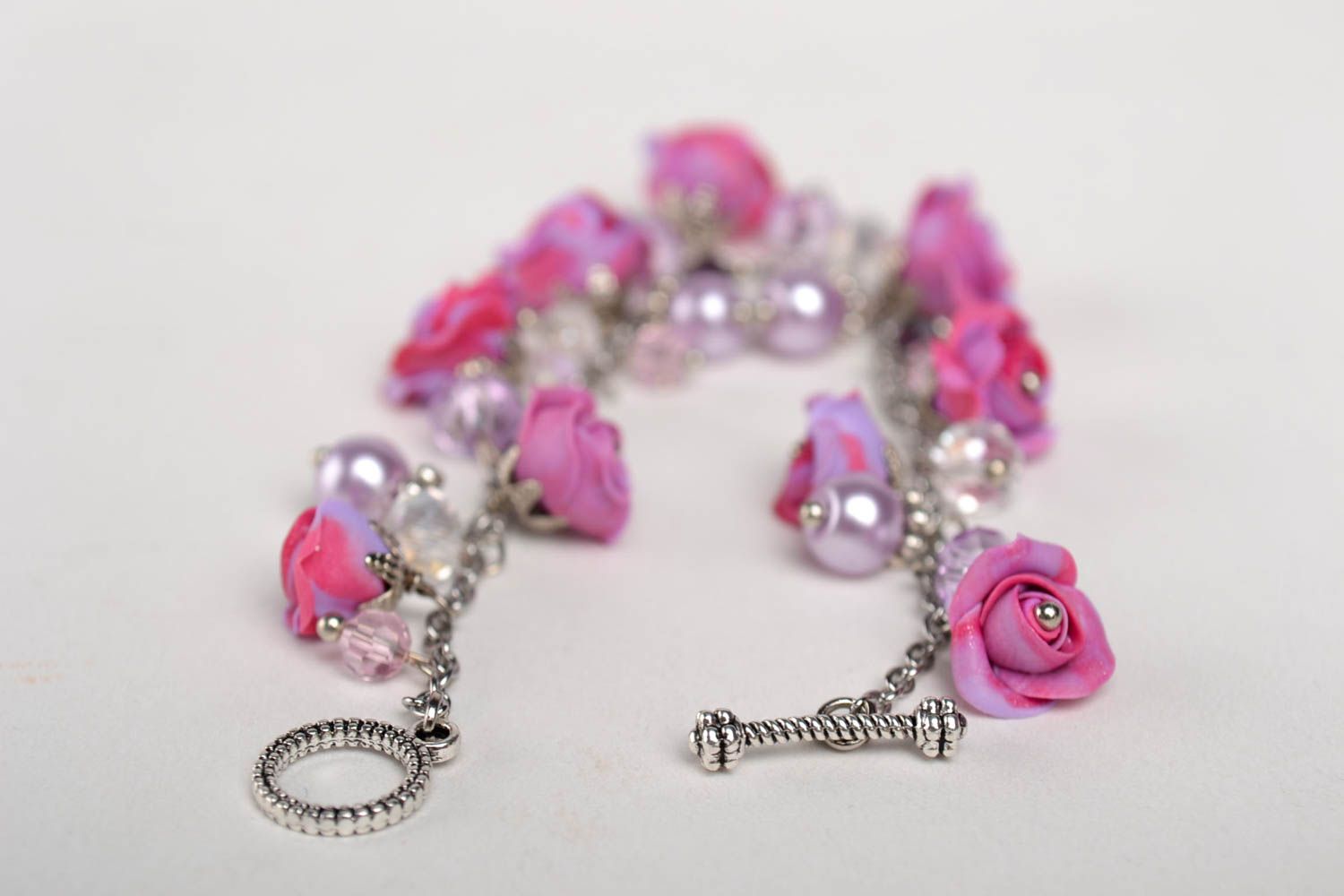 Handmade designer flower bracelet elegant tender accessory beautiful jewelry photo 5