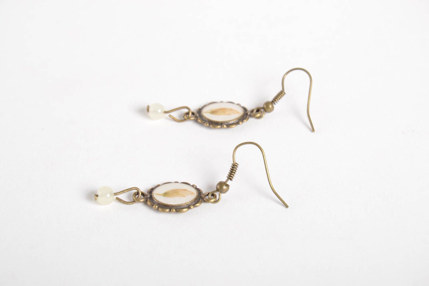 Handmade earrings with dry flowers elegant dangling earrings botanical jewelry photo 5