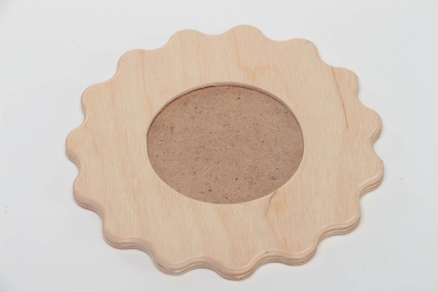 Handmade plywood craft blank decorative round sun shaped photo frame photo 4