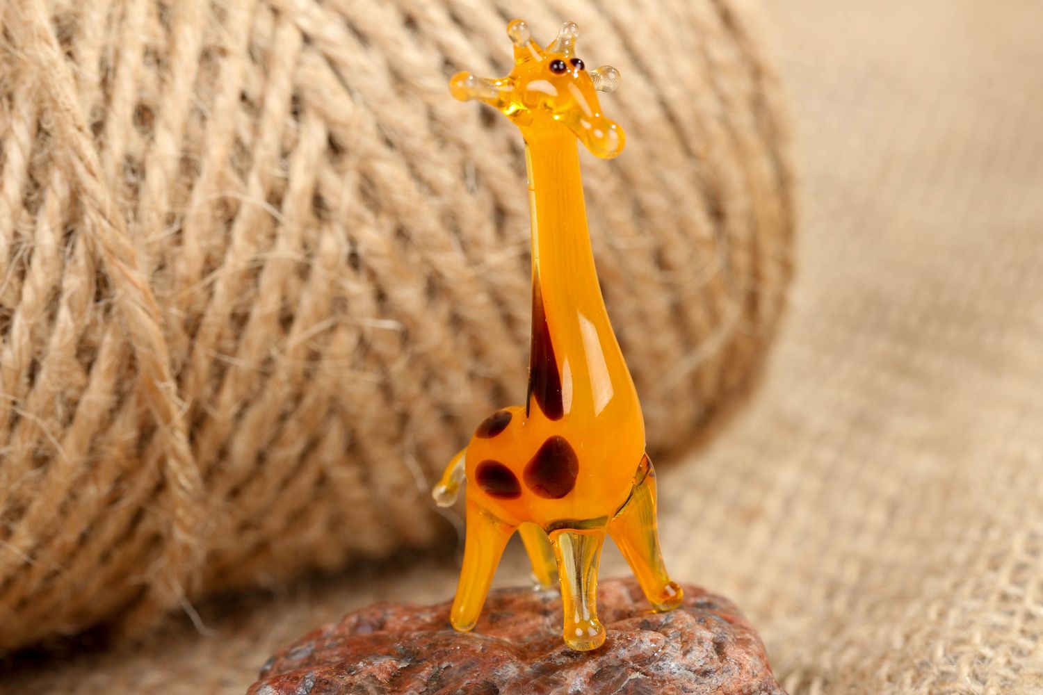 Handgemachte Schöne Lampwork Figurine Giraffe Handarbeit  foto 4