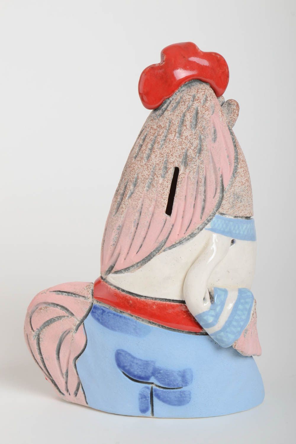 Handmade Keramik Spardose Hahn Geschenk für Kinder originell Haus Deko aus Ton foto 4