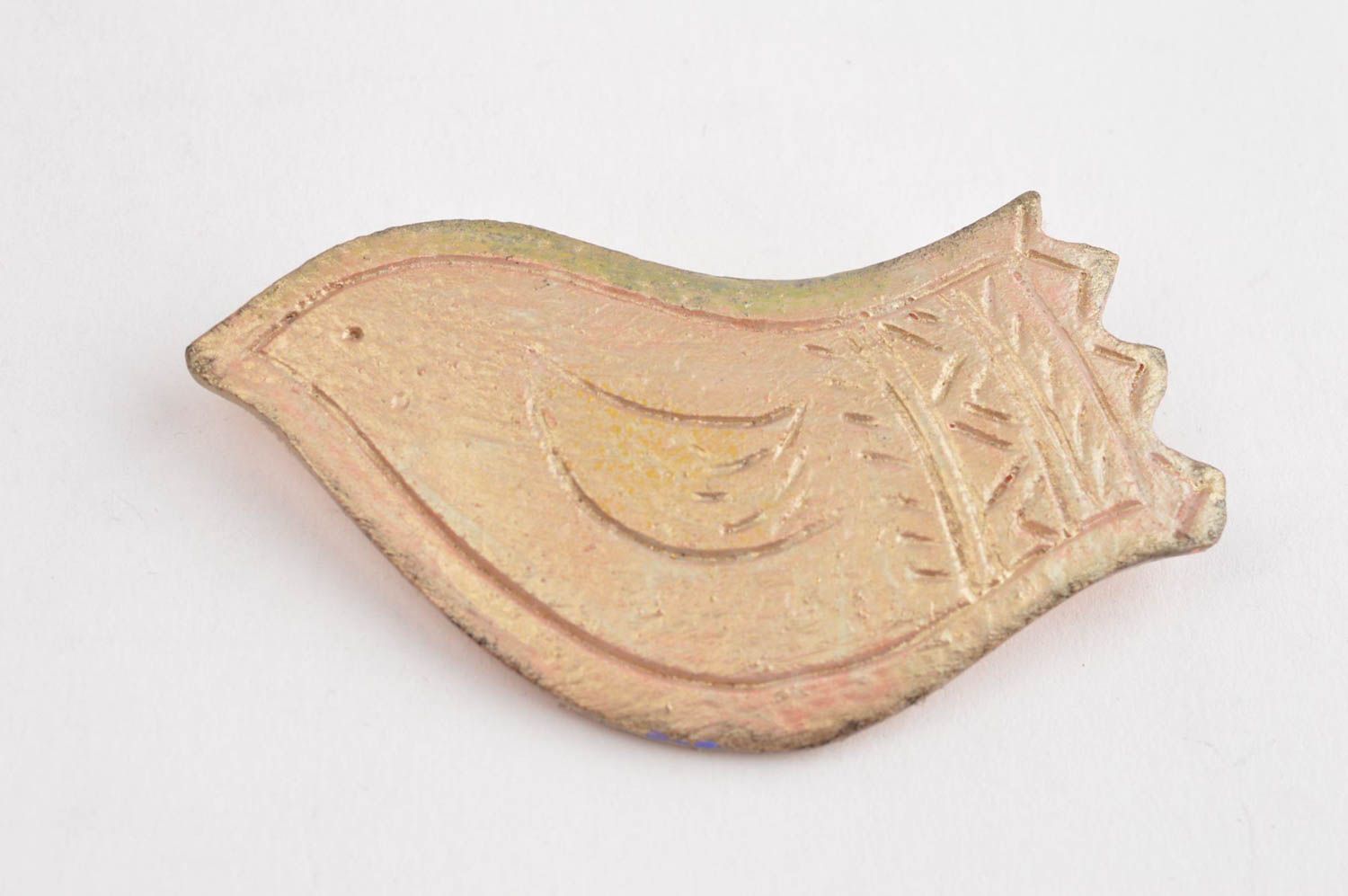 Broche originale fait main Bijou céramique oiseau Accessoire pour femme  photo 2