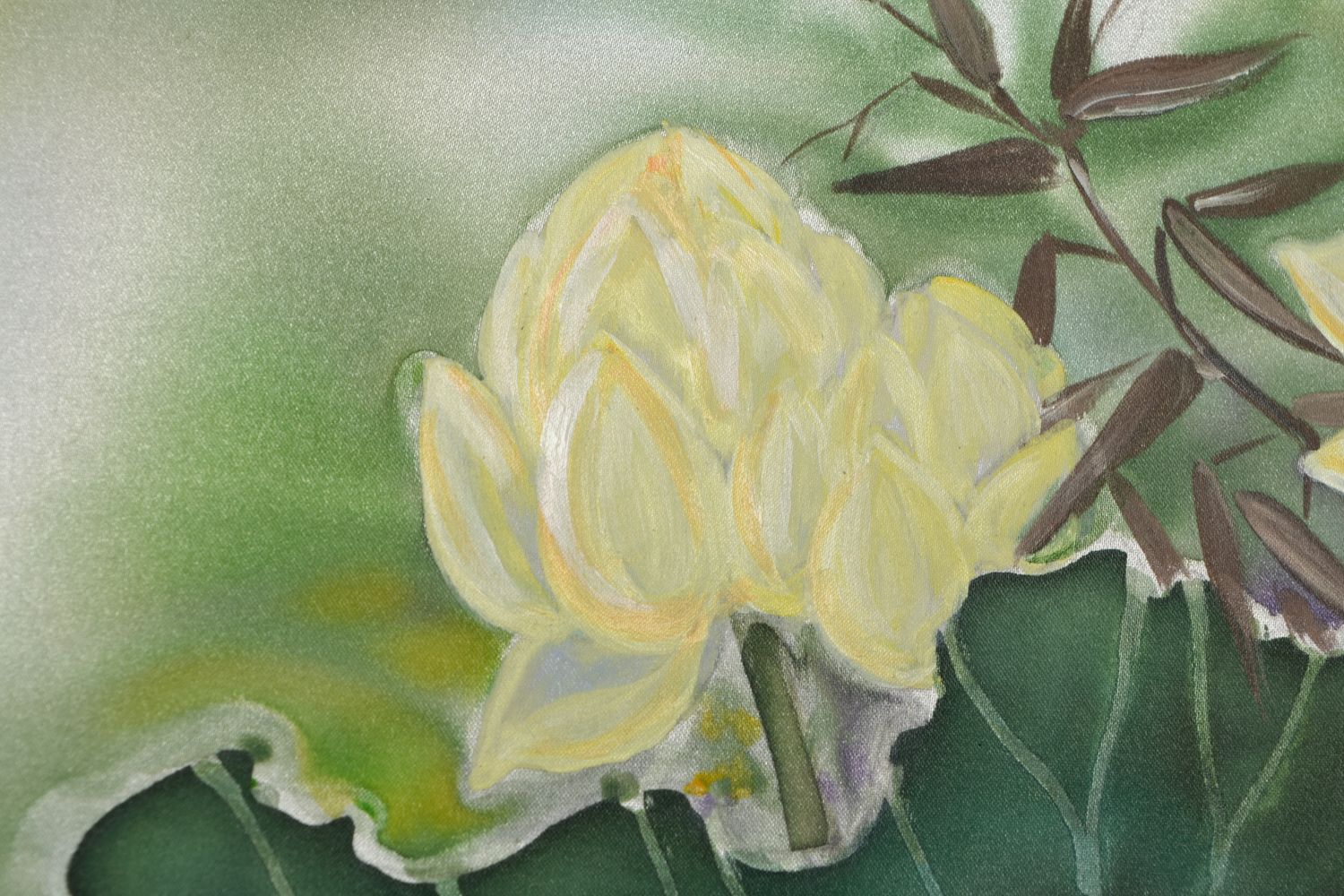 Acrylic painting on silk canvas Lotuses photo 4