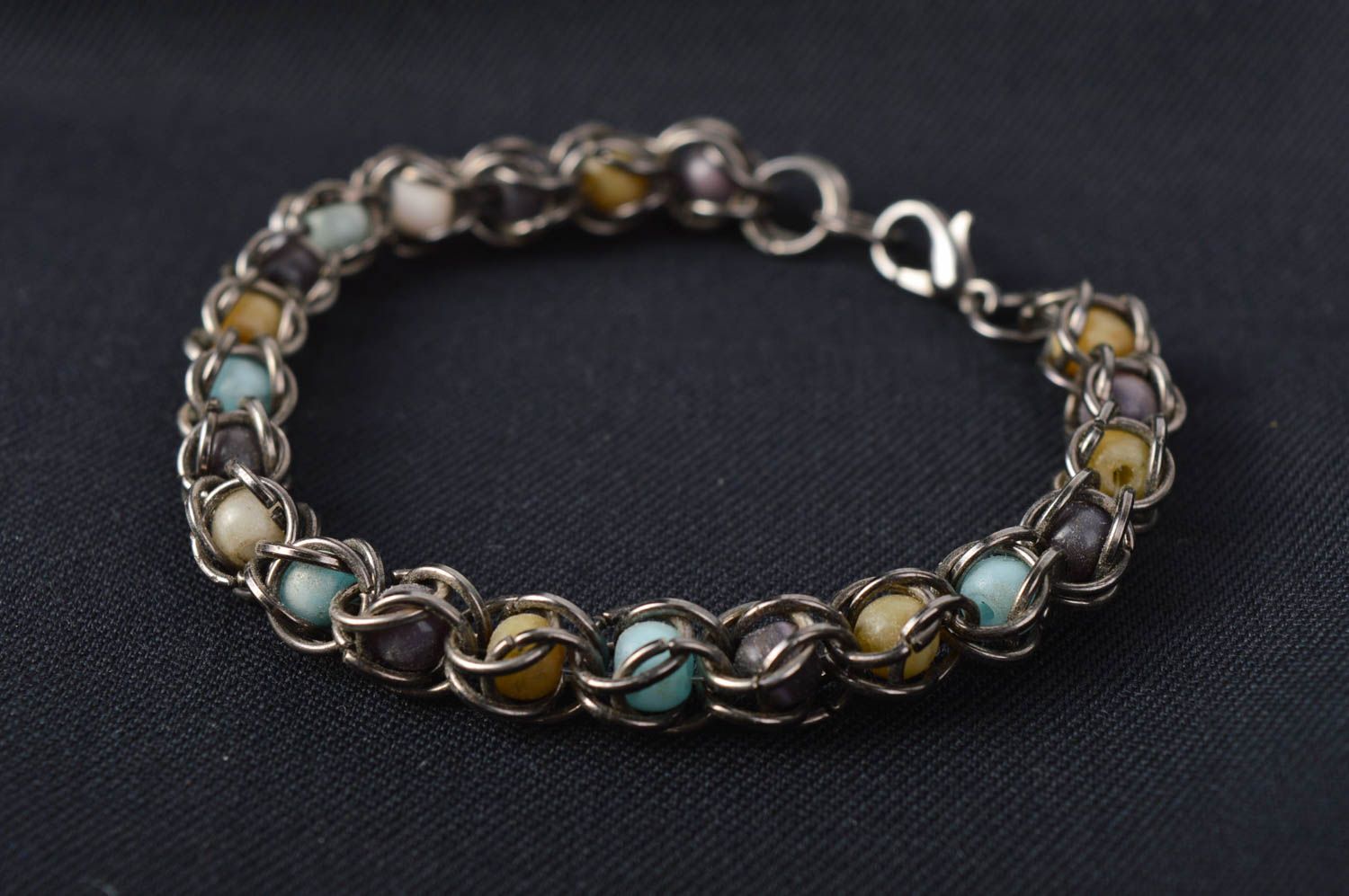 Stylish handmade metal bracelet gemstone bead bracelet beaded bracelet for girls photo 1