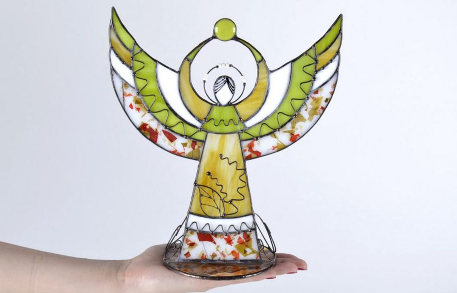 Statuetta angelo in vetro fatta a mano figurina decorativa in vetro originale
 foto 5