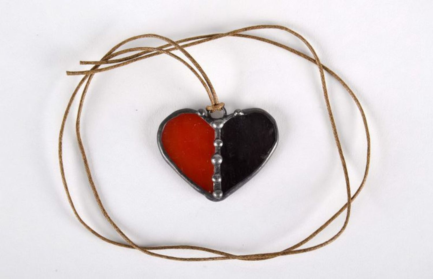 Stained glass pendant Red and black heart photo 1