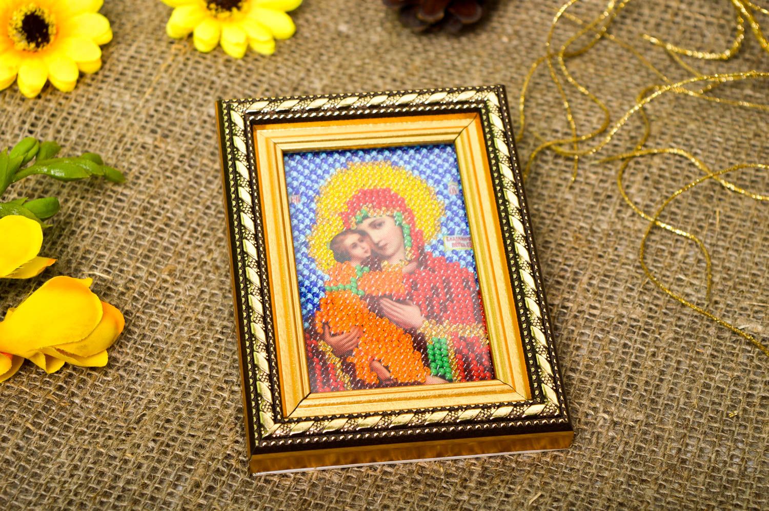 Deko Anhänger handmade orthodoxe Ikone Gemälde modern Kreuzstich Bild schön  foto 1