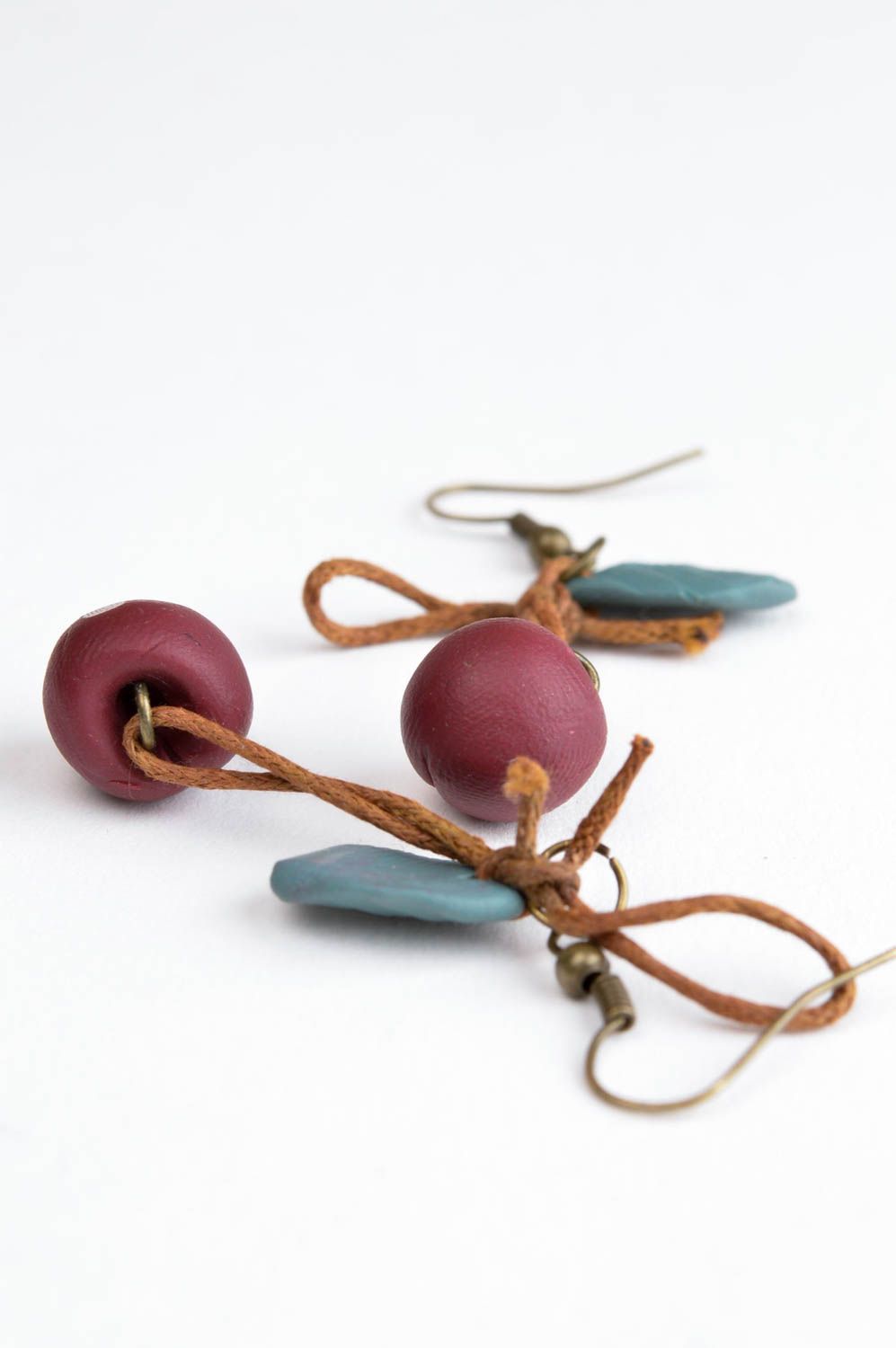 Handmade stylish cute earrings designer clay earrings unusual jewelry gift photo 4
