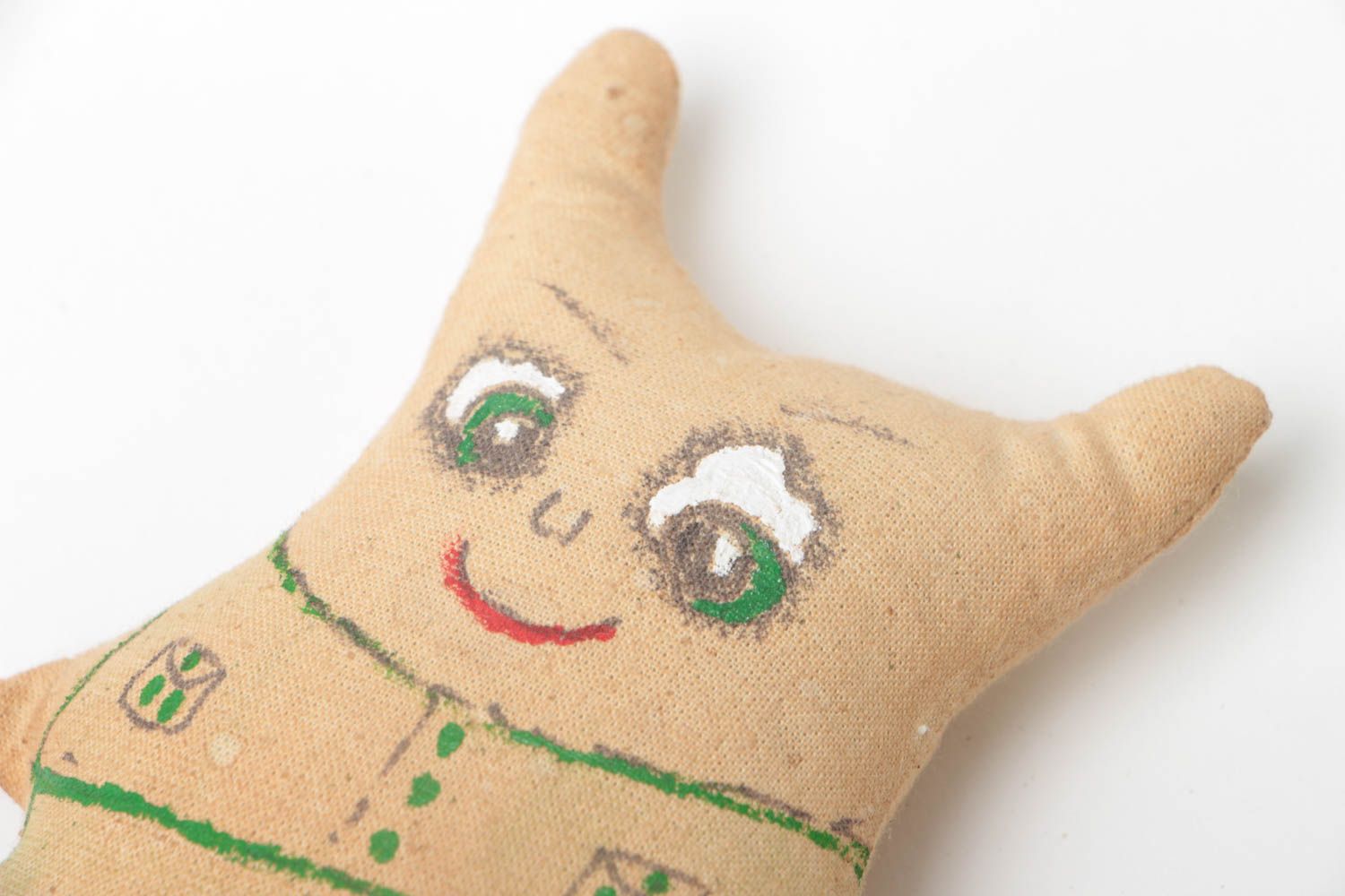 Peluche faite main chat en toile de coton peinte décorative et pour enfants photo 3