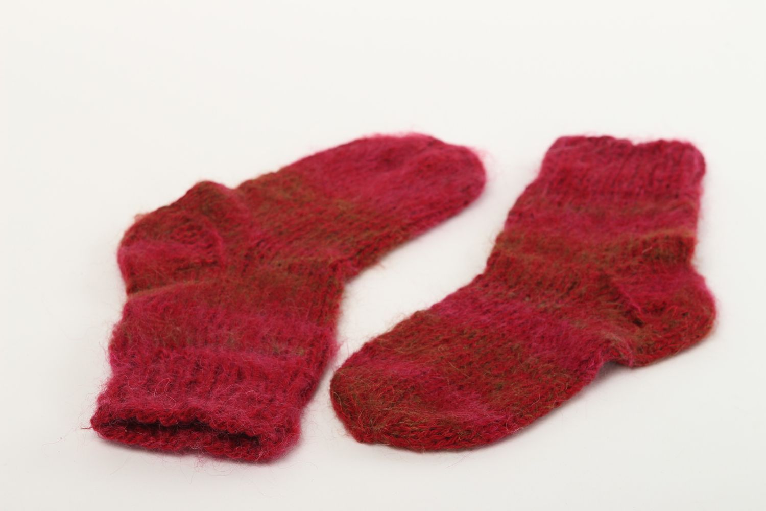 Chaussettes rouges faites main Chaussettes tricot en laine Vêtement femme photo 3