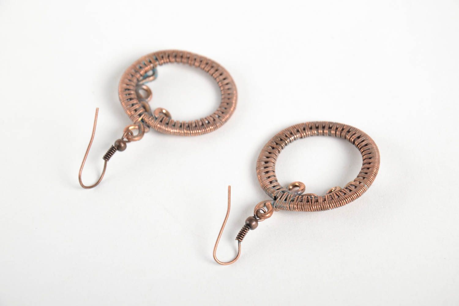 Handmade runde Kupfer Ohrringe Designer Schmuck Accessoire für Frauen foto 3