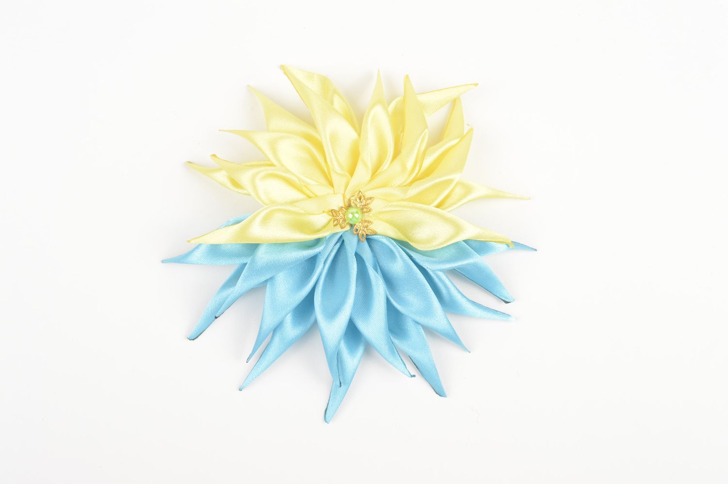 Handmade Kinder Haarspange festlicher Haarschmuck Haarspange Blume gelb blau foto 2