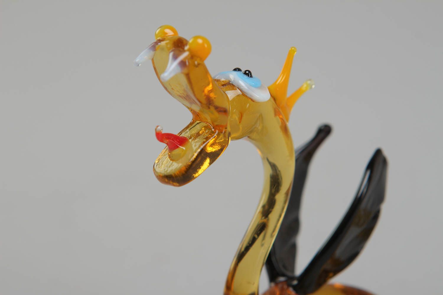Figurine miniature en verre au chalumeau jaune décorative faite main Dragon photo 2