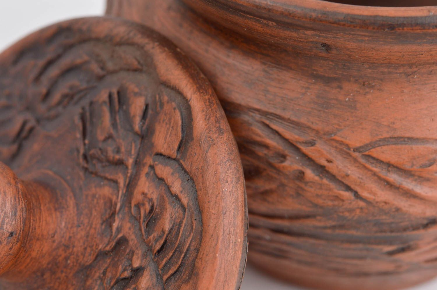 Pote de barro para cocina cerámica artesanal modelada elemento decorativo foto 4