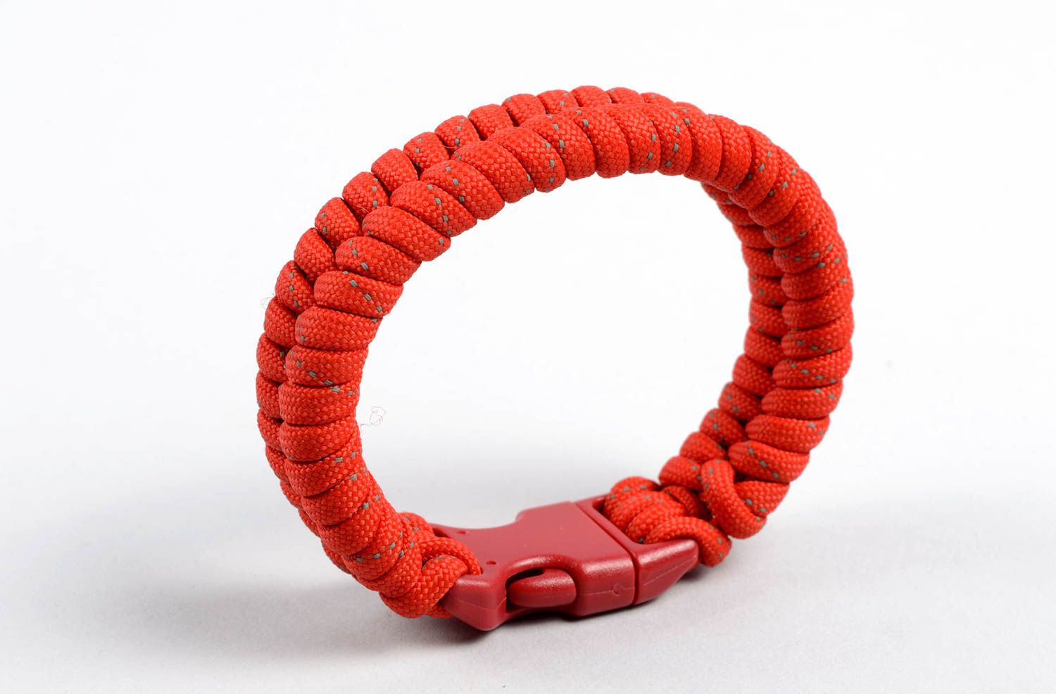 Bracelet paracorde Bijou fait main rouge large tressé Accessoire homme femme photo 4