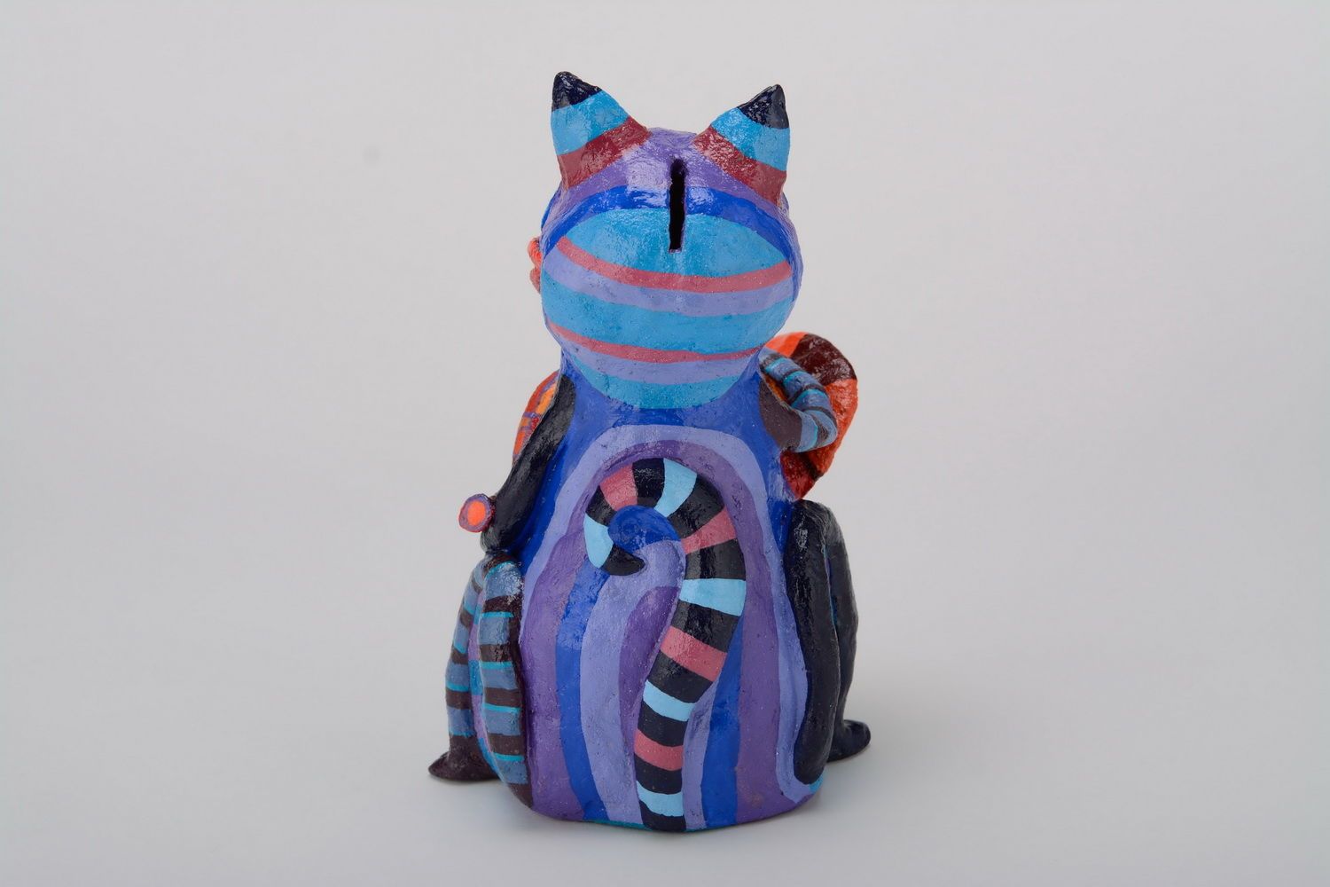Keramik Spardose Katze mit Trompete foto 3