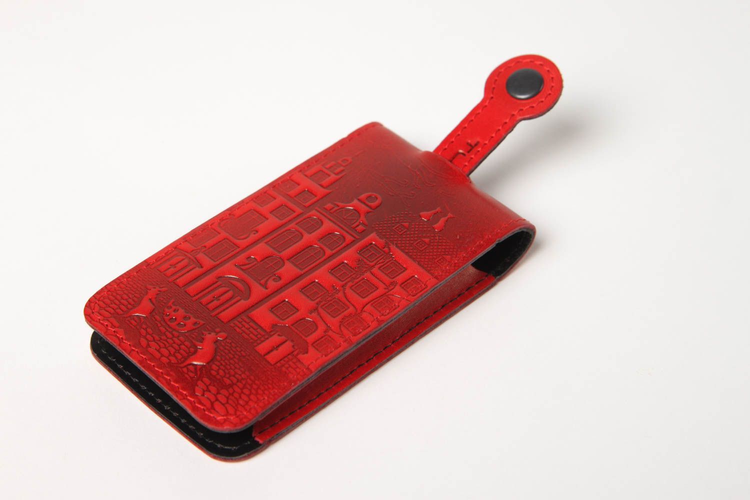 Unusual handmade leather key case red key holder handmade accessories ideas photo 2