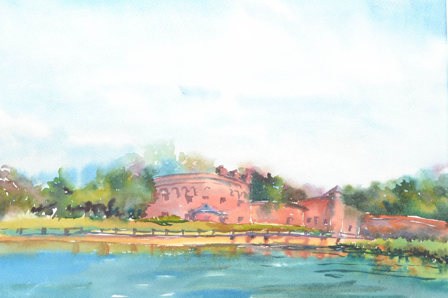 Aquarell Gemälde Seelandschaft foto 2