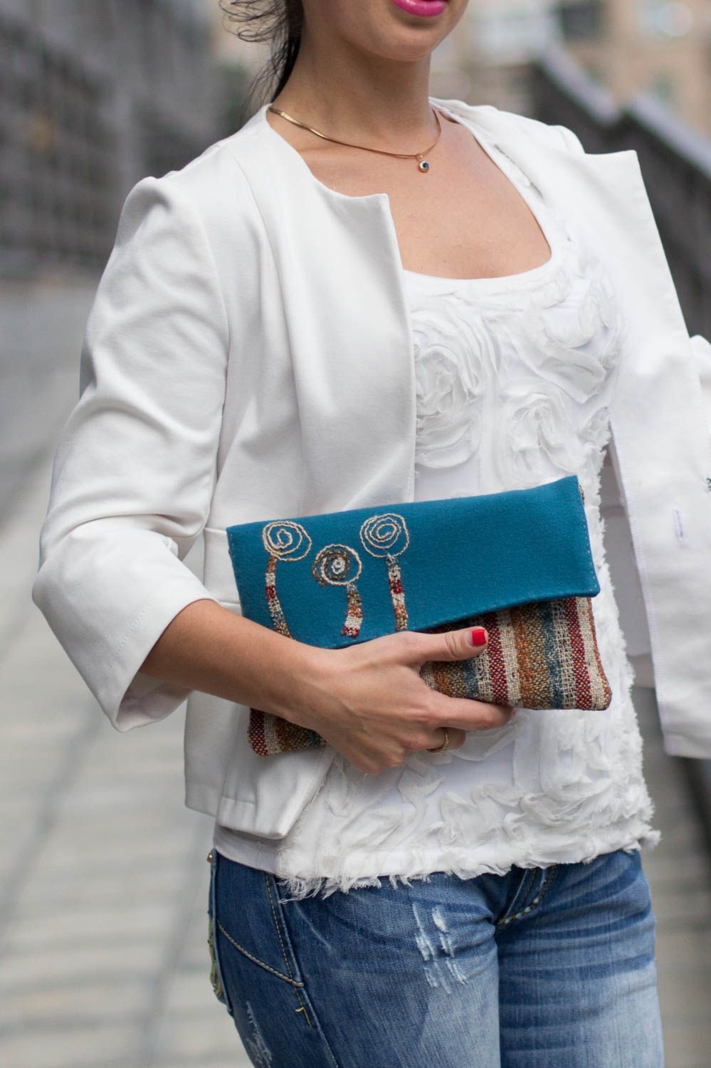 Stoff Tragetasche Damen Accessoire Handgefertigt Geschenk für Frauen aus Wolle foto 1