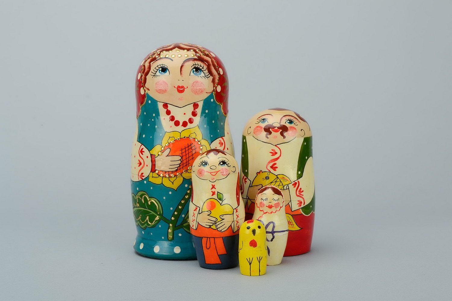 Matrioska dipinta fatta a mano decorazione da casa bambole russe di legno belle
 foto 4
