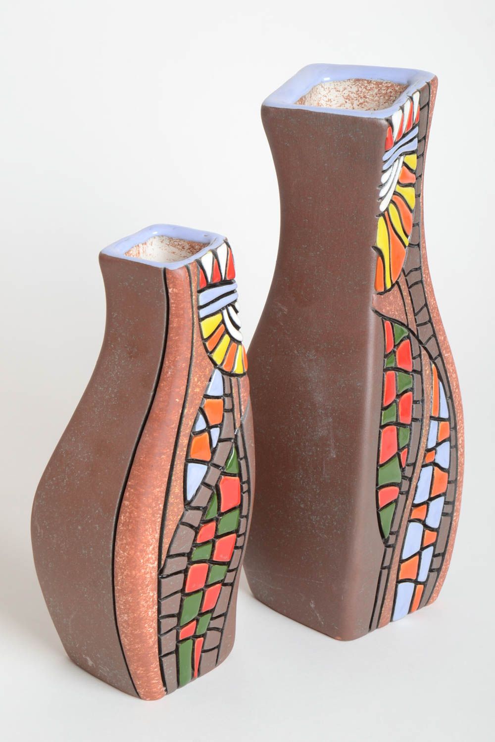 Vases design faits main Vases en céramique à motifs Déco maison 2 pièces photo 2