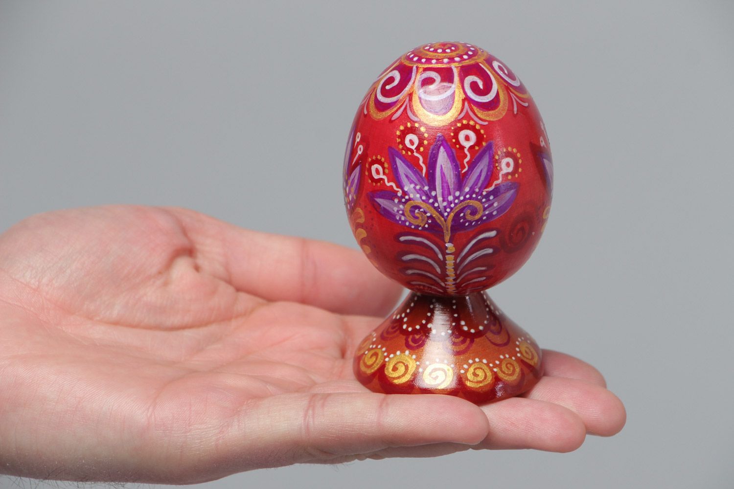 Huevo de Pascua de madera decorativo pintado artesanal decoración pascual foto 5