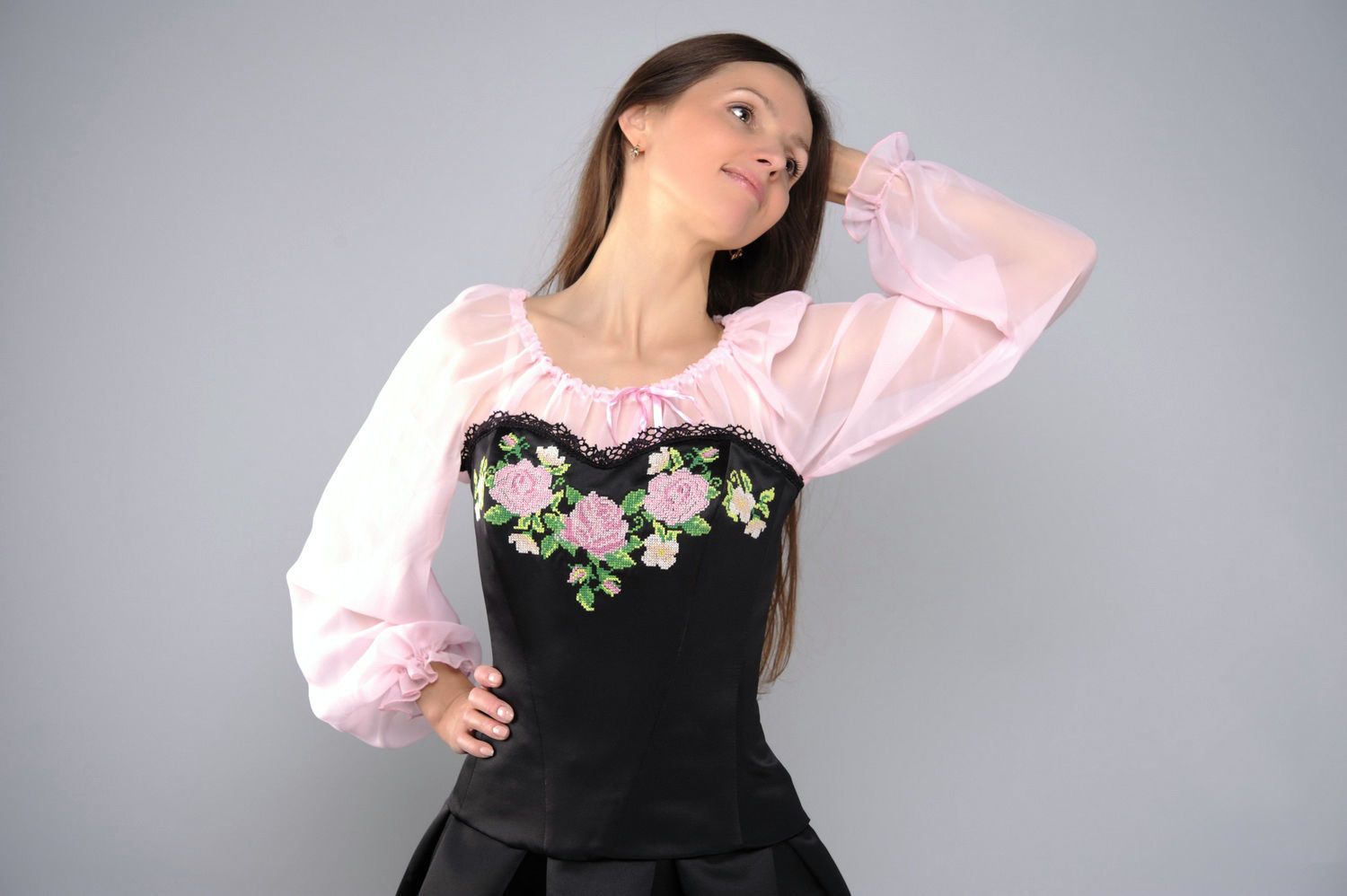 Costume made of chiffon and satin: skirt, blouse, corset photo 5