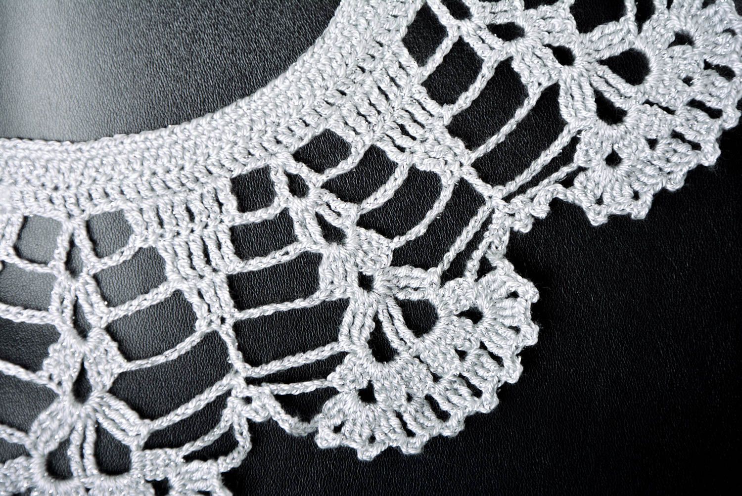 Faux col ajouré Accessoire fait main blanc tricoté au crochet Cadeau femme photo 3
