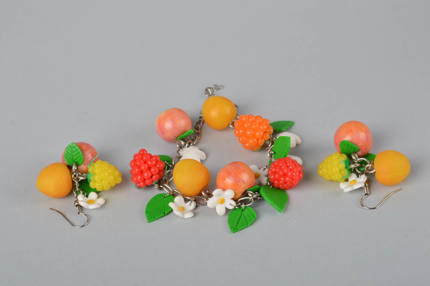 Handmade fruit shape charms girl's bracelet and earrings photo 4